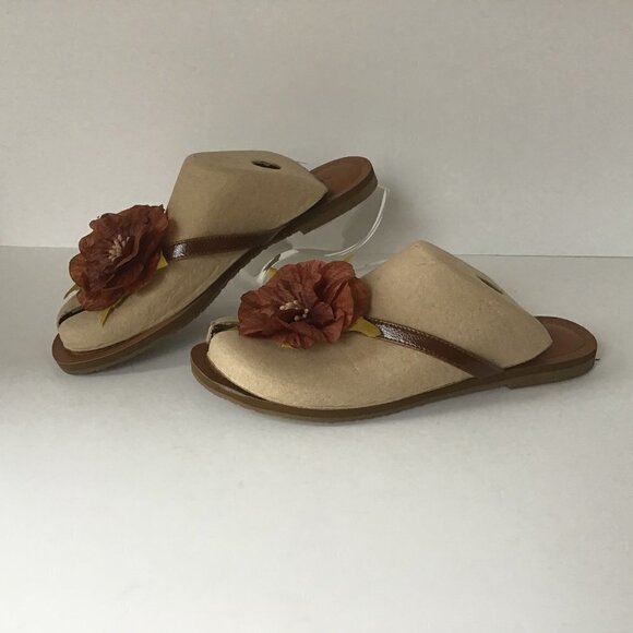 ALFANI PETALS BROWN THONG SANDALS SIZE 8 - Picture 1 of 5